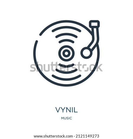 vynil thin line icon. music, record linear icons from music concept isolated outline sign. Vector illustration symbol element for web design and apps.