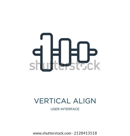 vertical align thin line icon. arrow, tool linear icons from user interface concept isolated outline sign. Vector illustration symbol element for web design and apps.