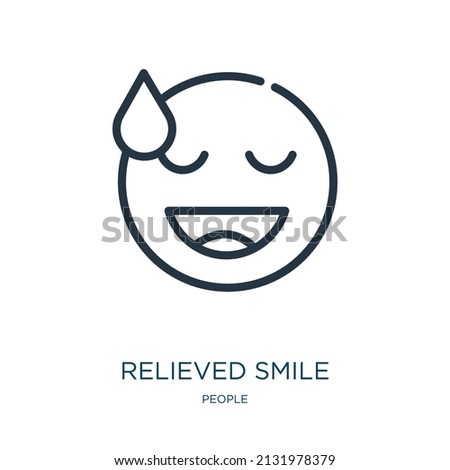 relieved smile thin line icon. smile, mascot linear icons from people concept isolated outline sign. Vector illustration symbol element for web design and apps.