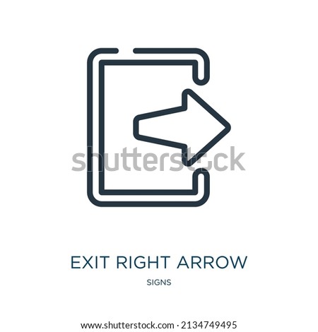 exit right arrow thin line icon. arrow, right linear icons from signs concept isolated outline sign. Vector illustration symbol element for web design and apps.