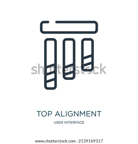 top alignment thin line icon. arrow, alignment linear icons from user interface concept isolated outline sign. Vector illustration symbol element for web design and apps.