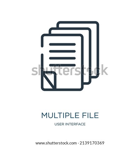 multiple file thin line icon. file, office linear icons from user interface concept isolated outline sign. Vector illustration symbol element for web design and apps.