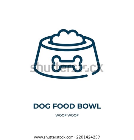 Dog food bowl icon. Linear vector illustration from woof woof collection. Outline dog food bowl icon vector. Thin line symbol for use on web and mobile apps, logo, print media.