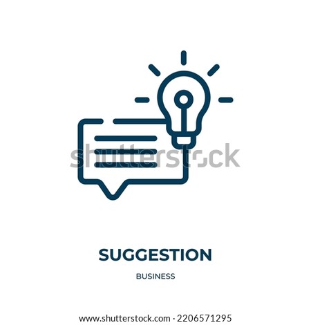Suggestion icon. Linear vector illustration from business collection. Outline suggestion icon vector. Thin line symbol for use on web and mobile apps, logo, print media. Foto d'archivio © 