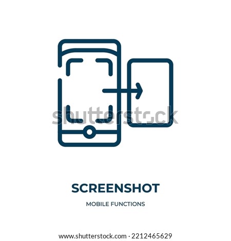 Screenshot icon. Linear vector illustration from mobile functions collection. Outline screenshot icon vector. Thin line symbol for use on web and mobile apps, logo, print media.