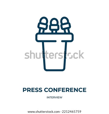 Press conference icon. Linear vector illustration from interview collection. Outline press conference icon vector. Thin line symbol for use on web and mobile apps, logo, print media.