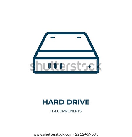 Hard drive icon. Linear vector illustration from it  components collection. Outline hard drive icon vector. Thin line symbol for use on web and mobile apps, logo, print media.
