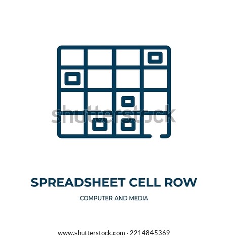 Spreadsheet cell row icon. Linear vector illustration from computer and media collection. Outline spreadsheet cell row icon vector. Thin line symbol for use on web and mobile apps, logo, print media.