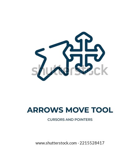 Arrows move tool icon. Linear vector illustration from cursors and pointers collection. Outline arrows move tool icon vector. Thin line symbol for use on web and mobile apps, logo, print media.