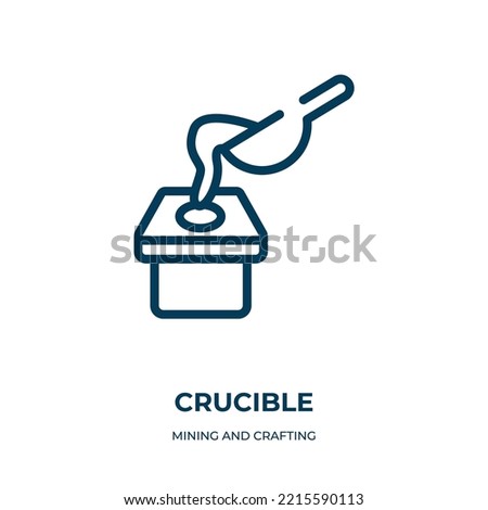 Crucible icon. Linear vector illustration from mining and crafting collection. Outline crucible icon vector. Thin line symbol for use on web and mobile apps, logo, print media.