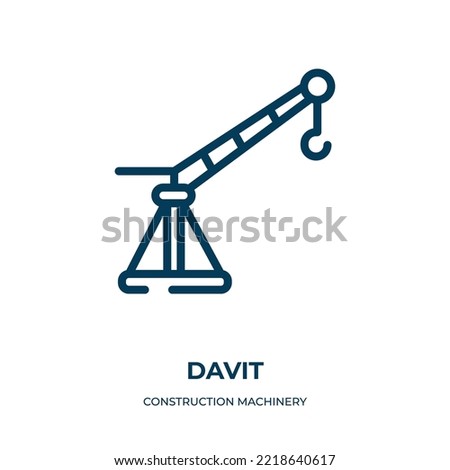 Davit icon. Linear vector illustration from construction machinery collection. Outline davit icon vector. Thin line symbol for use on web and mobile apps, logo, print media.