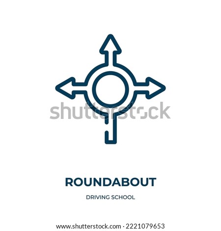 Roundabout icon. Linear vector illustration from driving school collection. Outline roundabout icon vector. Thin line symbol for use on web and mobile apps, logo, print media.