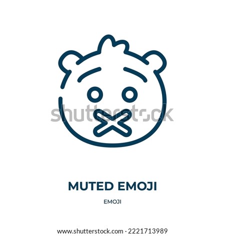 Muted emoji icon. Linear vector illustration from emoji collection. Outline muted emoji icon vector. Thin line symbol for use on web and mobile apps, logo, print media.