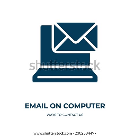 email on computer vector icon. email on computer, internet, computer filled icons from flat ways to contact us concept. Isolated black glyph icon, vector illustration symbol element for web design and