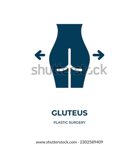 gluteus vector icon. gluteus, body, fitness filled icons from flat plastic surgery concept. Isolated black glyph icon, vector illustration symbol element for web design and mobile apps