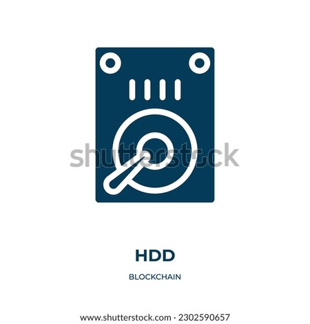 hdd vector icon. hdd, computer, technology filled icons from flat blockchain concept. Isolated black glyph icon, vector illustration symbol element for web design and mobile apps