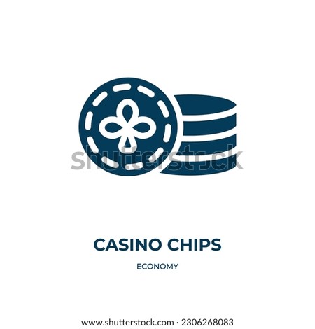 casino chips vector icon. casino chips, play, gambling filled icons from flat economy concept. Isolated black glyph icon, vector illustration symbol element for web design and mobile apps