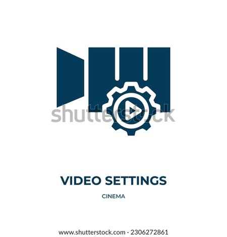 video settings vector icon. video settings, video, play filled icons from flat cinema concept. Isolated black glyph icon, vector illustration symbol element for web design and mobile apps