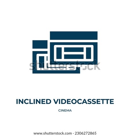 inclined videocassette vector icon. inclined videocassette, vector, graphic filled icons from flat cinema concept. Isolated black glyph icon, vector illustration symbol element for web design and 