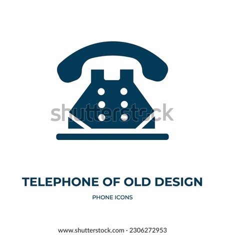 telephone of old design vector icon. telephone of old design, contact, connection filled icons from flat phone icons concept. Isolated black glyph icon, vector illustration symbol element for web 