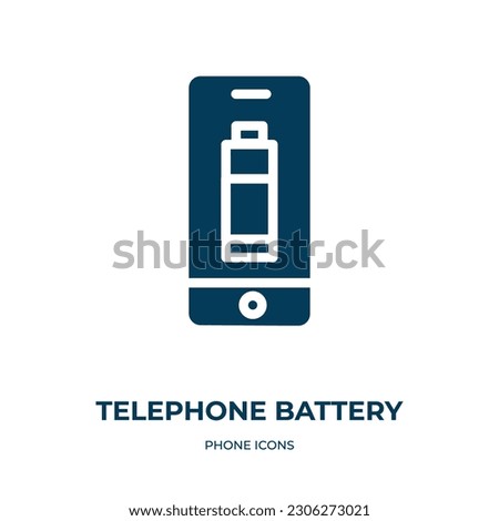 telephone battery half charged vector icon. telephone battery half charged, power, charge filled icons from flat phone icons concept. Isolated black glyph icon, vector illustration symbol element for 
