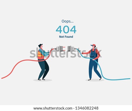 404 error page not found System updates, uploading, operation, computing,installation programs. system maintenance. Flat vector illustration modern character design. For a landing page, web p