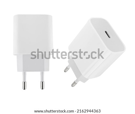 power adapter for phone tablet, isolated on white background ストックフォト © 