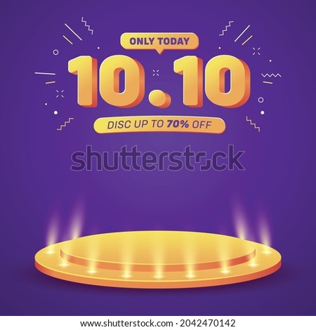 Realistic 10.10 Flash Sale with Podium Social Media Post Template Stock fotó © 