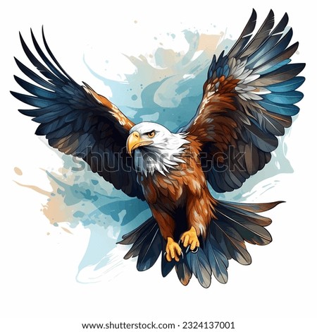 Vector illustration of an eagle with it's wings wide spread preparing to catch prey