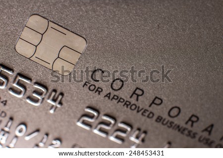Closeup shoot of bank credit card with shallow angle