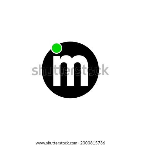 'im' Letters on black round with green dot. 'IM' logo vector.   Stok fotoğraf © 