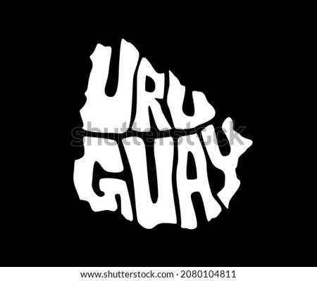 Uruguay country name written in Uruguay's map shape. Uruguay map lettering.