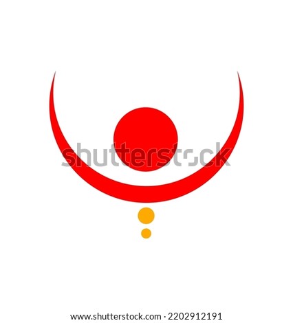 Half red moon devi tilak icon. Durga Tilak vector.