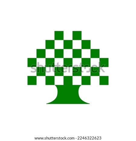 Green Pixel tree vector icon. Green squares tree.