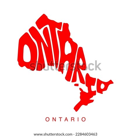 Ontario map lettering art. Ontario map typography.
