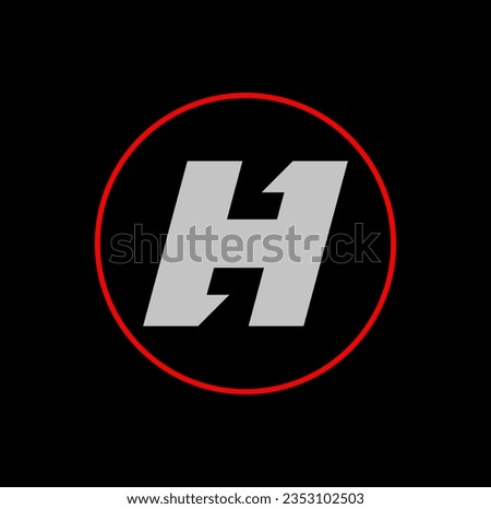 H1 typography lettering icon on black color.