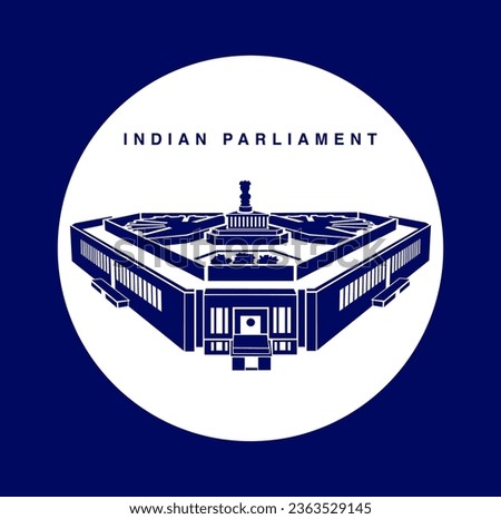 The New Parliament of India building vector sign.