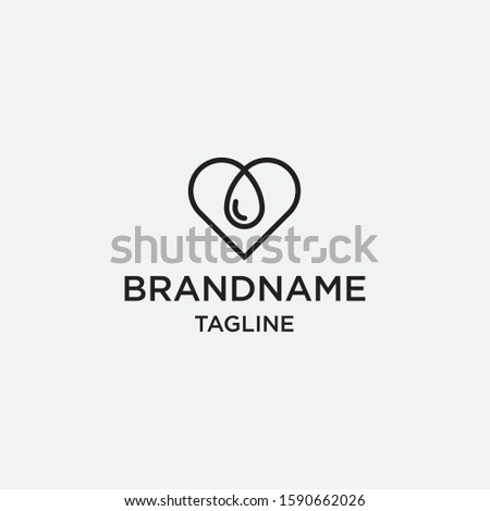 Water drop with heart icon vector logo design template