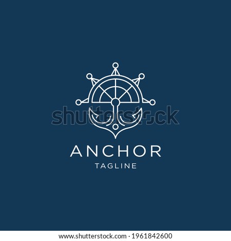 
Simple Mono Line Art Boat Anchor Ship Nautical logo vector design