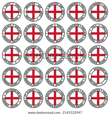 Round England City Flag Clipart Set 2