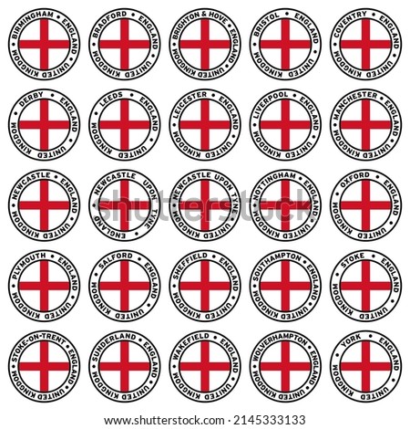 Round England City Flag Clipart Set