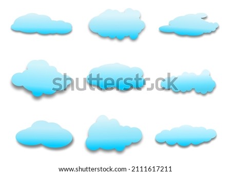 Various cloud design with blue gradation and shadow