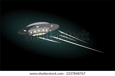 UFO flying on the night sky with speed effect
