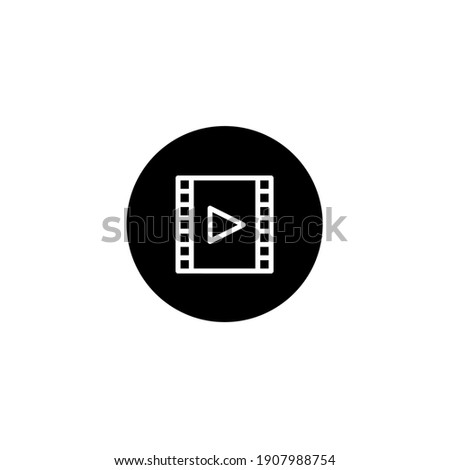 Video player icon in black round style. Vector icon pixel perfect