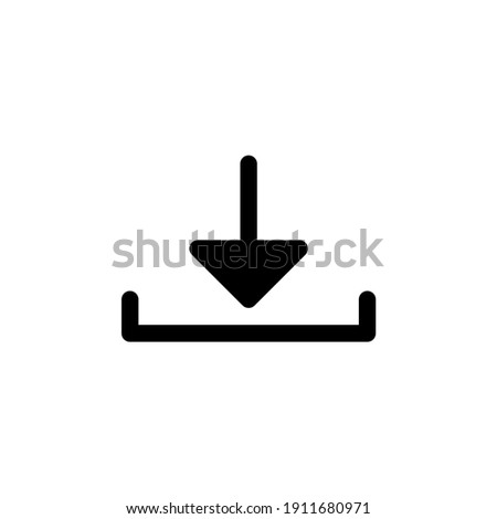 Download icon in glyph or solid black style. Vector