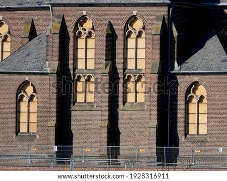 Similar – Image, Stock Photo church in Manheim, a village that is being demolished for open-cast lignite mining, view through a hole in a brick wall