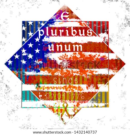 american flag illustration e pluribus unum slogan tee shirt print wallpaper poster card graphic design