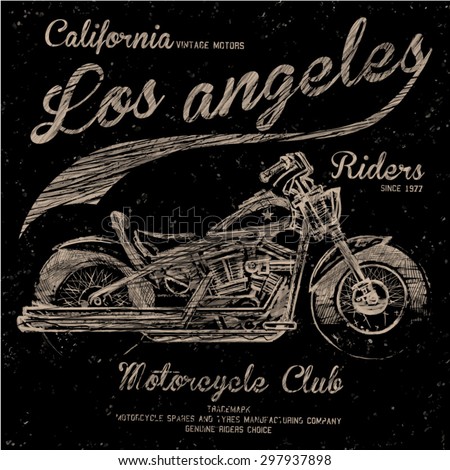 california motorcycle illustration tee shirt graphic design