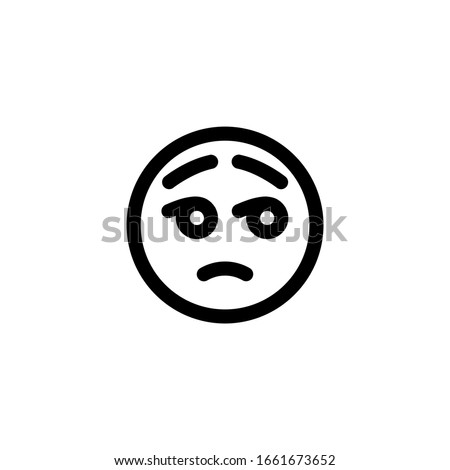 Sad Disappointed Emoticon Icon Vector Illustration. Outline Style.
