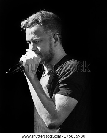 BOISE, IDAHO/USA - FEBRUARY 8, 2013: Dan Reynolds of Imagine Dragons performs on the Night visions tour